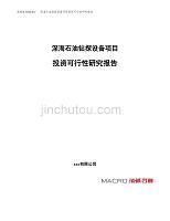 深海石油钻探设备项目投资可行性研究报告(项目申请)-金锄头文库